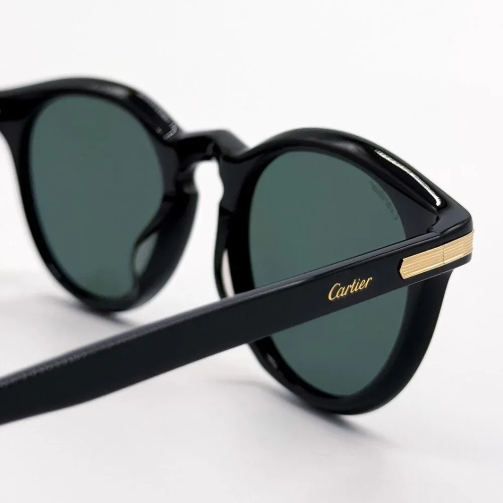 NEW CARTIER CT0010S 004 MEN BLACK ROUND SUNGLASSES